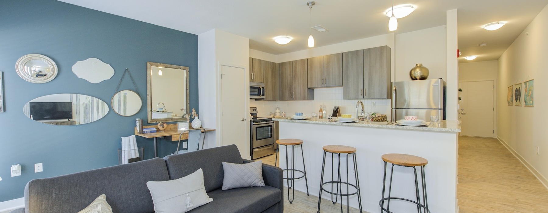 Apartment with kitchen and living room
